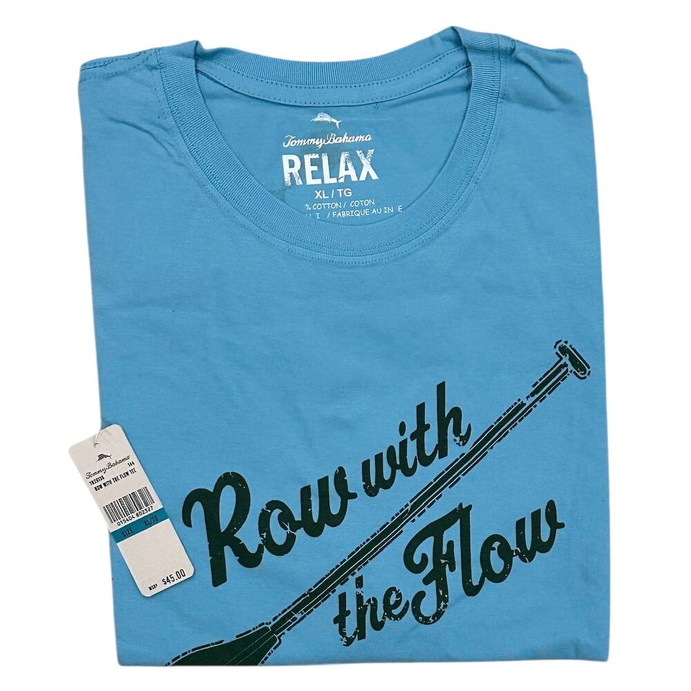 Tommy Bahama Men's T-Shirt Row With The Flow Tee in Sky Blue - Picture 3 of 3
